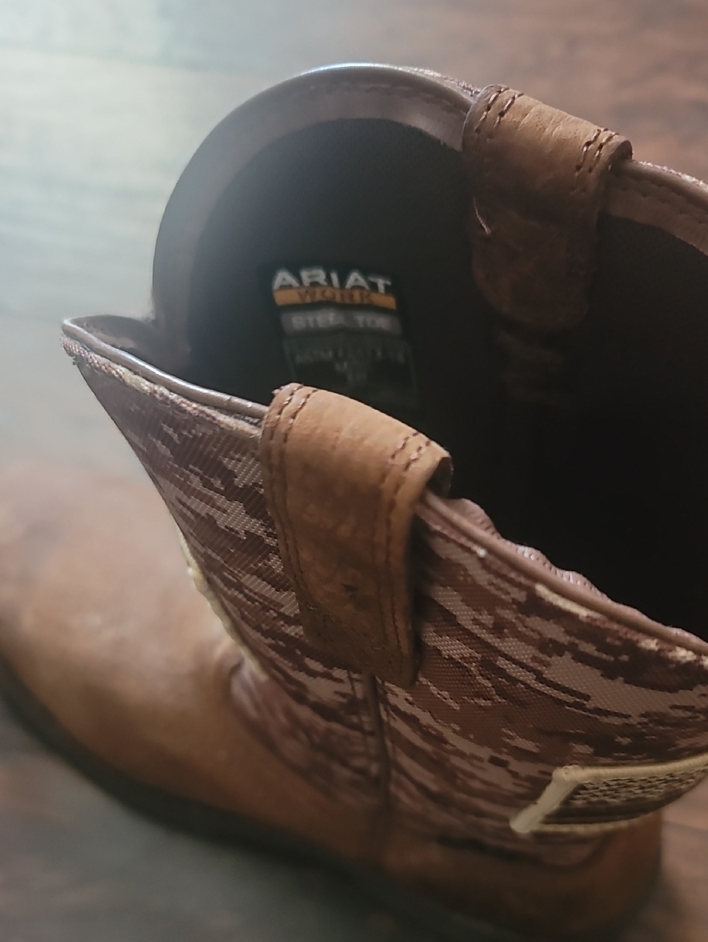 Ariat Patriot Brown Camo-Patterned Leather Work Boot Steel Toe